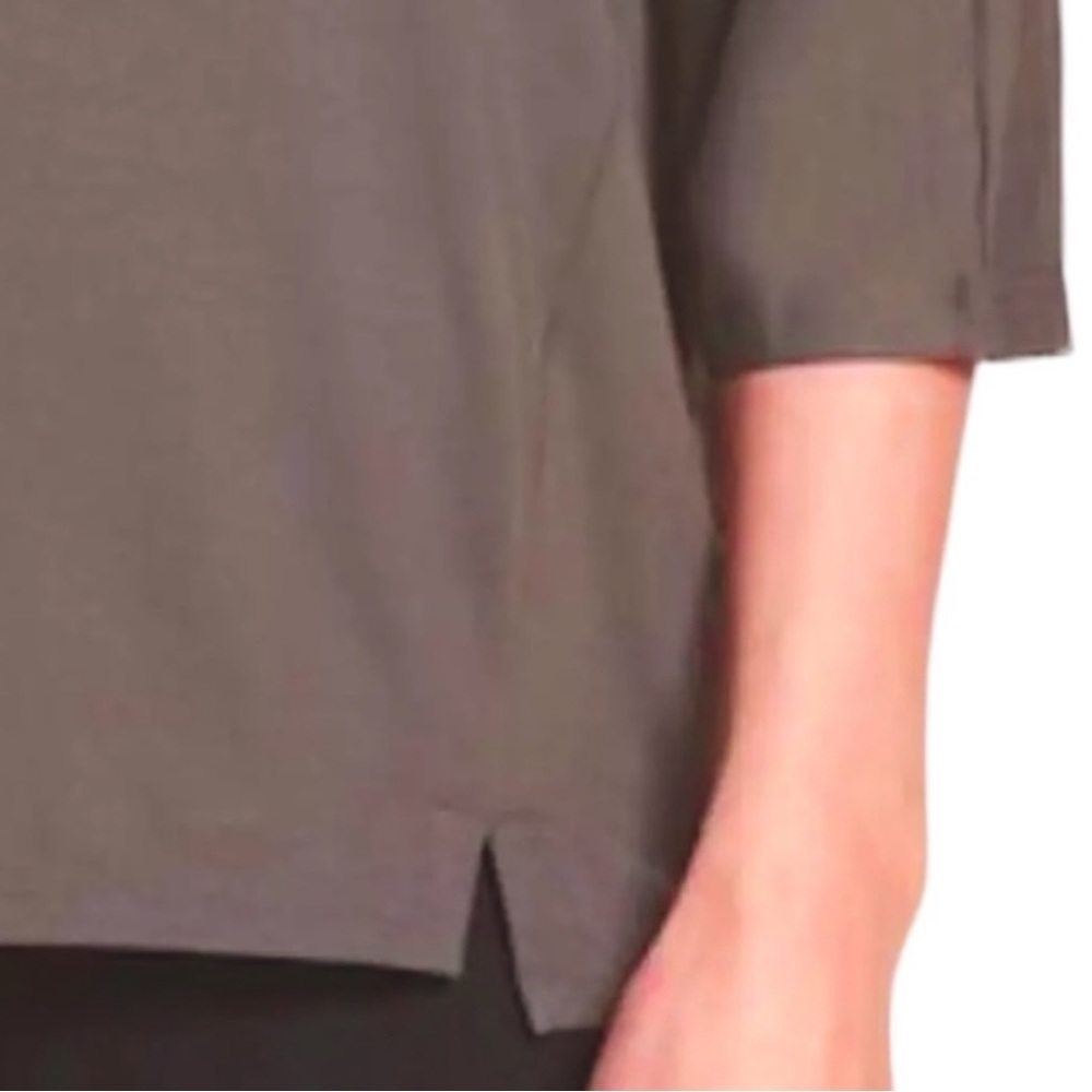 Eileen Fisher VINTAGE Top Jersey Ballet Neck XSmall 2 4 Bark Notched Hem NWT - Picture 5 of 12